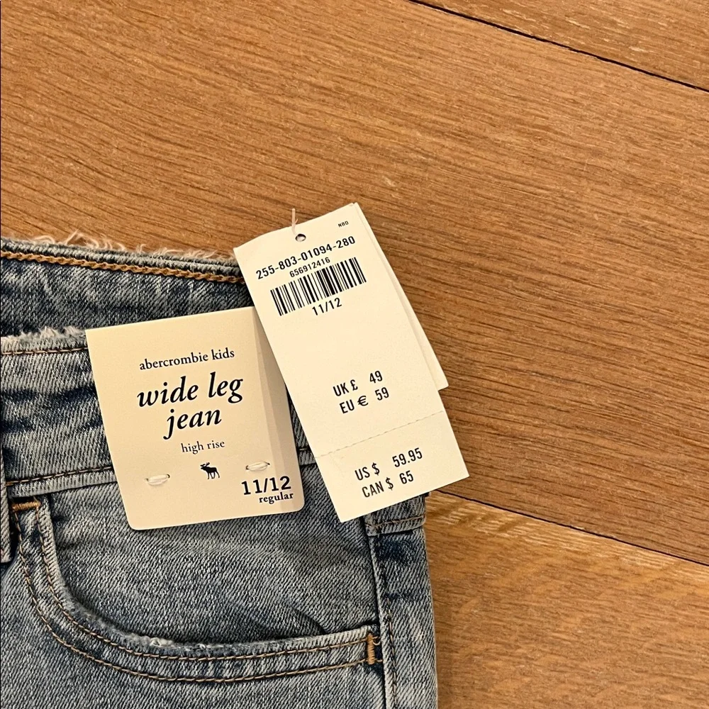 abercrombie kids light blue wide leg jeans - Picture 2 of 3